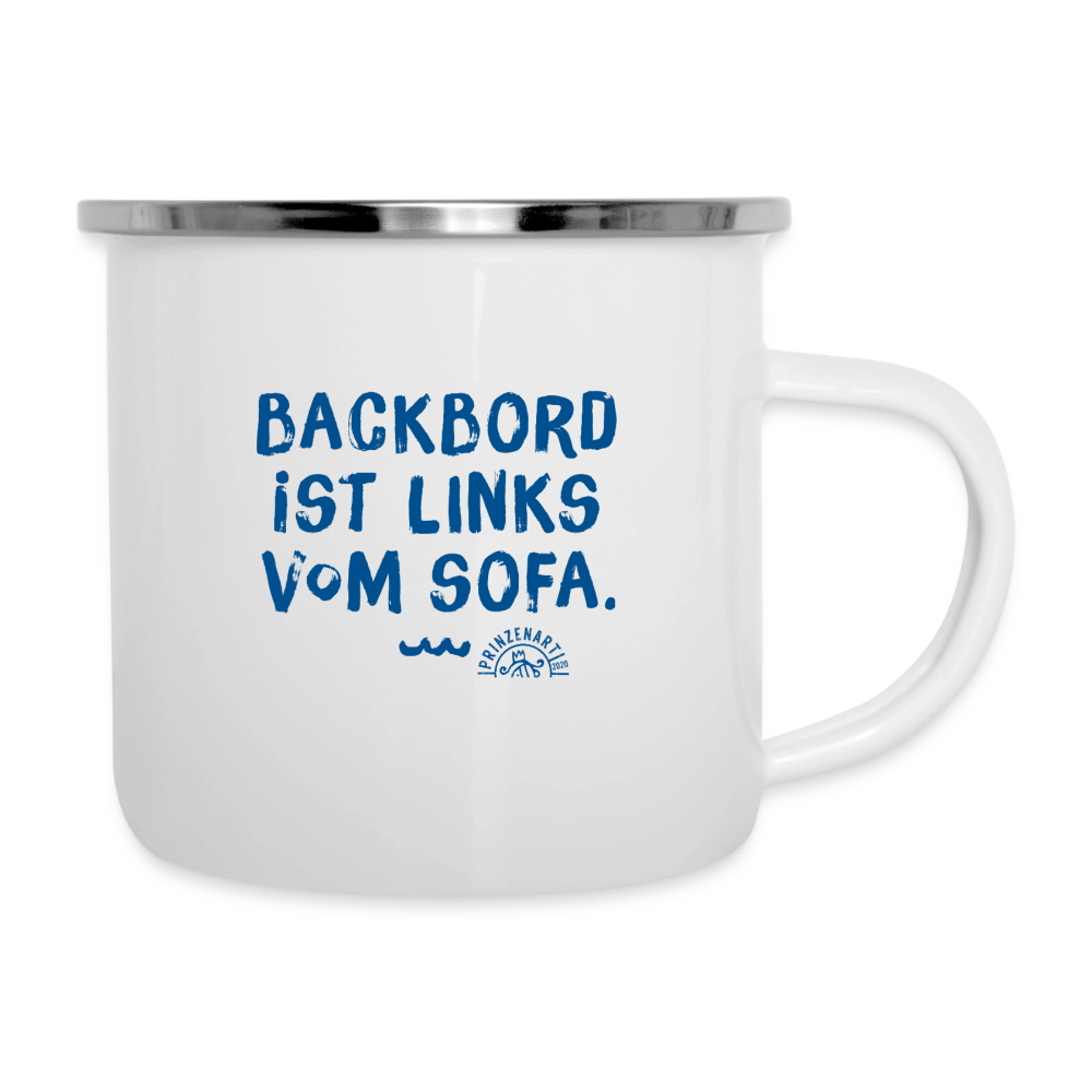 Backbord – Maritime Emaille-Tasse für Meerliebhaber - Weiß