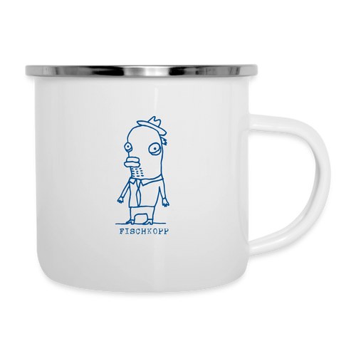 Fischkopp – Maritime Emaille-Tasse für Meerliebhaber - Weiß