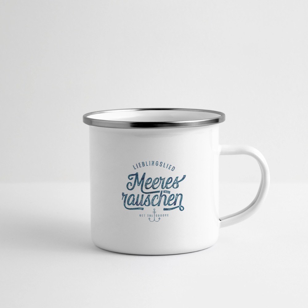 Lieblingslied Meeresrauschen – Maritime Emaille-Tasse für Meerliebhaber - Weiß