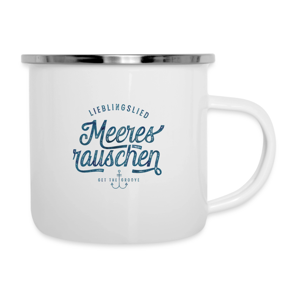 Lieblingslied Meeresrauschen – Maritime Emaille-Tasse für Meerliebhaber - Weiß