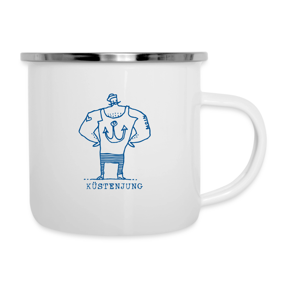 Küstenjung – Maritime Emaille-Tasse für Meerliebhaber - Weiß