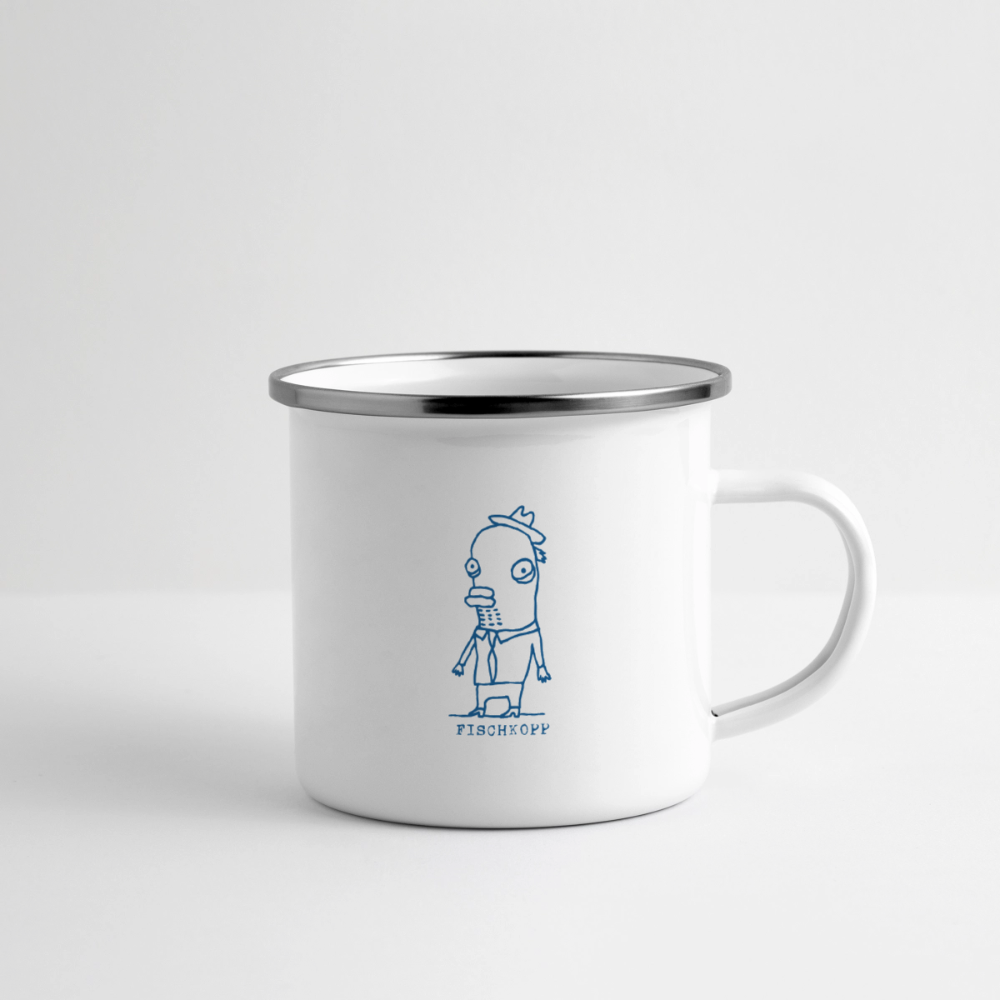 Fischkopp – Maritime Emaille-Tasse für Meerliebhaber - Weiß